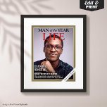 Affiche Couverture du magazine d'anniversaire, Portrait d'<br><div class="desc">Célébrez son grand jour avec cette couverture du magazine Anniversaire - Poster du portrait de l'homme de l'année! Doté d'une photo personnalisée et de titres personnalisés, ce design amusant et élégant transforme l'honneur d'anniversaire en vedette de couverture de magazine. Parfait pour les anniversaires marquants, la décoration de fête ou comme...</div>