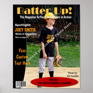 Affiche Couverture Magazine Personnalisée, Baseball Jeunes