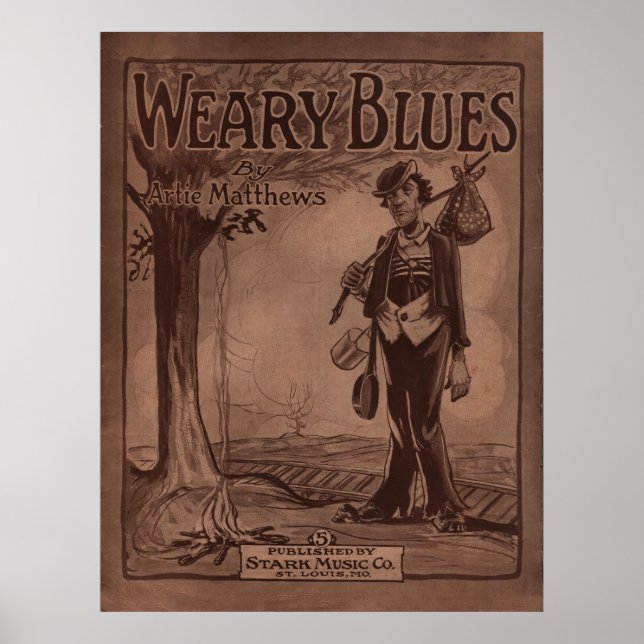 Affiche Couverture musicale 1915 "WEARY BLUES" (Devant)