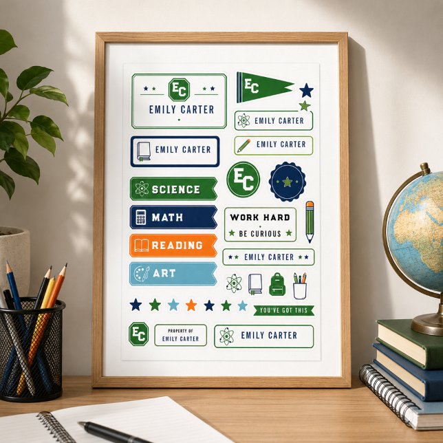 Affiche Couverture personnalisée de l'école de sciences ve (Personalized Navy Green Science School Cover Poster
)