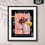 Affiche Couverture, Portrait de la Revue Personnalisée d'A<br><div class="desc">Célébrez un jalon dans le style avec cette couverture de magazine personnalisé d'anniversaire moderne! Parfait comme poster de portrait, ce modèle de couverture de magazine d'inspiration mode est polyvalent et personnalisable. Utilisez-le comme un cadeau exceptionnel ou un décor de fête branché qui attire l'attention de tous. Personnalisez le texte et...</div>