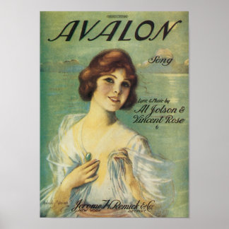 Affiche Couverture Vintage du livre de chansons Avalon