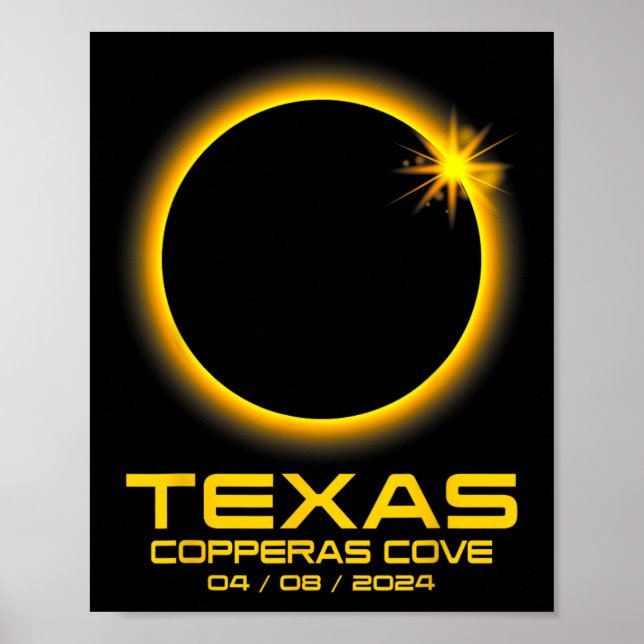 Affiche Cove Texas Tx Total Solar Eclipse 2024 (Devant)