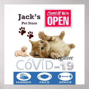 Affiche Covid 19 Animaux de compagnie Store Open Sign Post