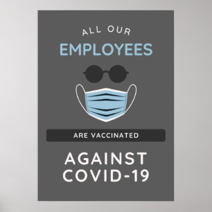 Affiche Covid-19 Employés vaccinés Signe d'entreprise sécu