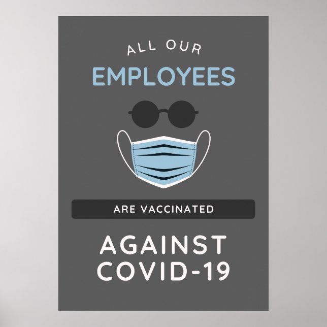 Affiche Covid-19 Employés vaccinés Signe d'entreprise sécu (Devant)