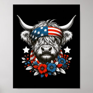Affiche Cow 4 juillet American Flag