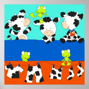 Affiche Cow and frog laundry day.