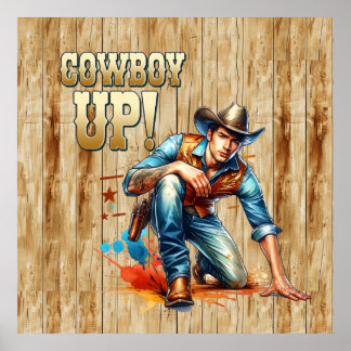 Affiche Cow-boy cool Flamme de l'Ouest