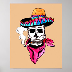 Affiche Cow-boy squelette fumeur