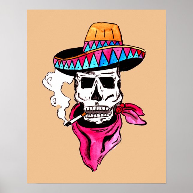 Affiche Cow-boy squelette fumeur (Devant)