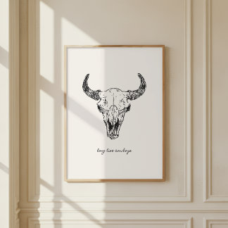 Affiche Cow Skull Long Live Cowboys Western Wild West Wall