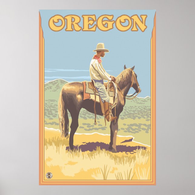 Affiche Cowboy à cheval - Oregon (Devant)