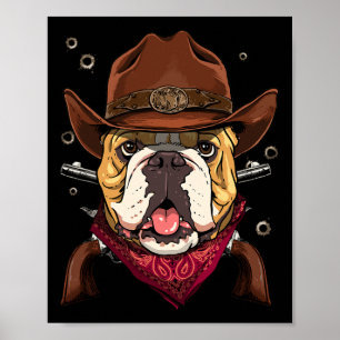 Affiche Cowboy American Bulldog Country Music Rodéo Howdy