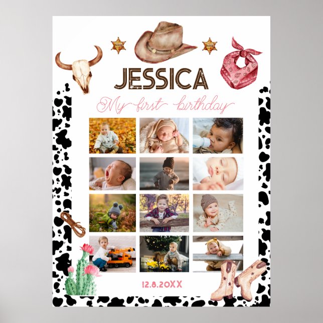 Affiche Cowboy Anniversaire 1er Rodéo Anniversaire (Devant)