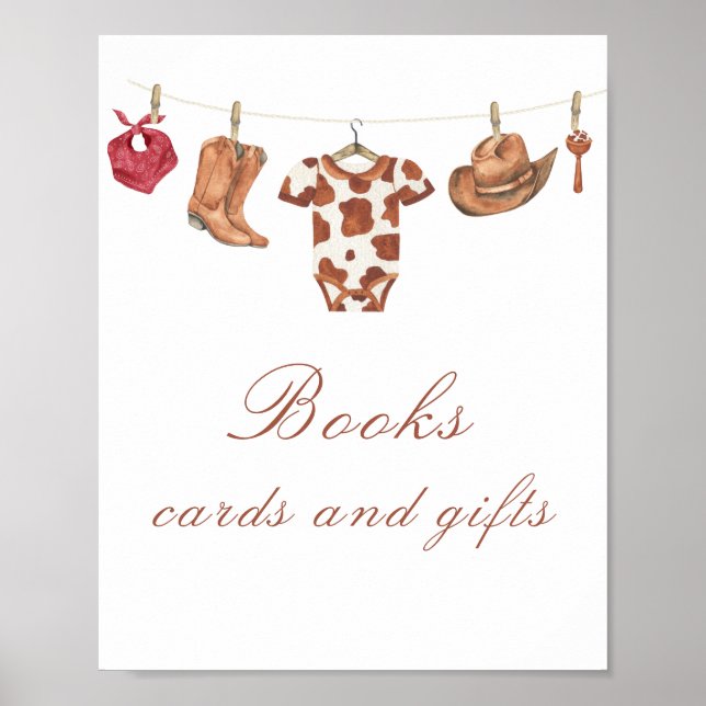 Affiche Cowboy baby shower - books, cards and gifts  (Devant)