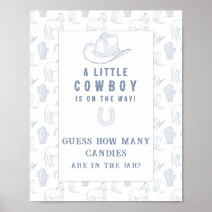 Affiche Cowboy baby shower Devine combien de bonbons