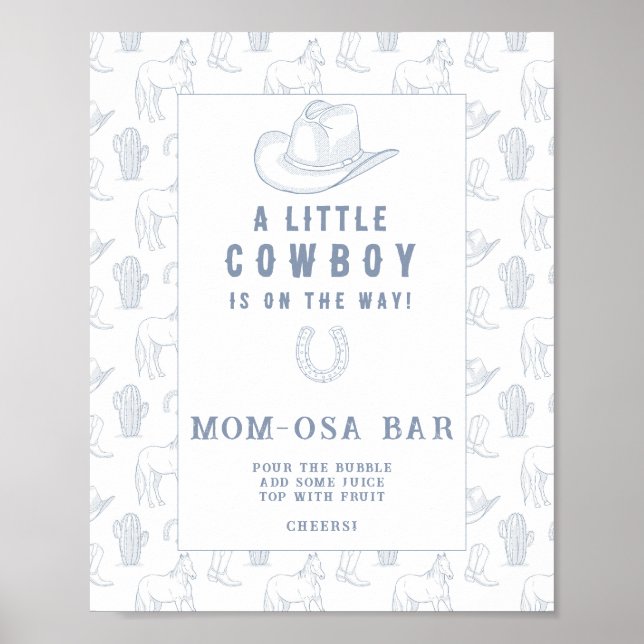 Affiche Cowboy baby shower Momosa bar (Devant)