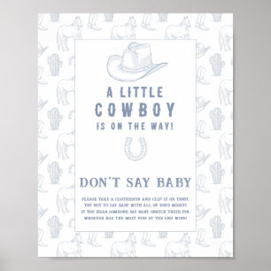 Affiche Cowboy baby shower Ne dites pas bébé
