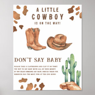 Affiche Cowboy baby shower Ne dites pas bébé