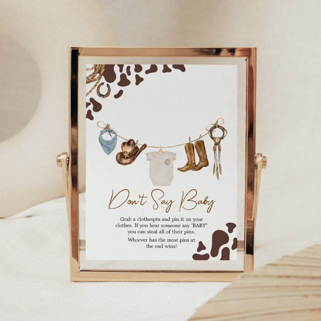 Affiche Cowboy Baby shower ne pas dire bébé (Wild West Rodeo Baby Shower Don't Say Baby Sign)
