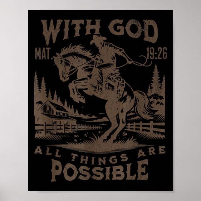 Affiche Cowboy Bible Scripture Verse Western Jesus For Men (Devant)