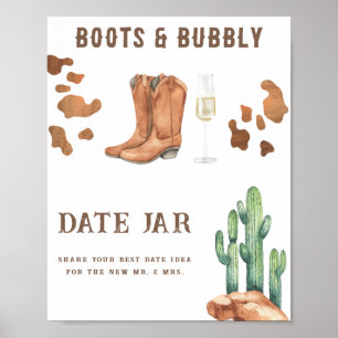 Affiche Cowboy bottes bulles douche nuptiale Date idées nu