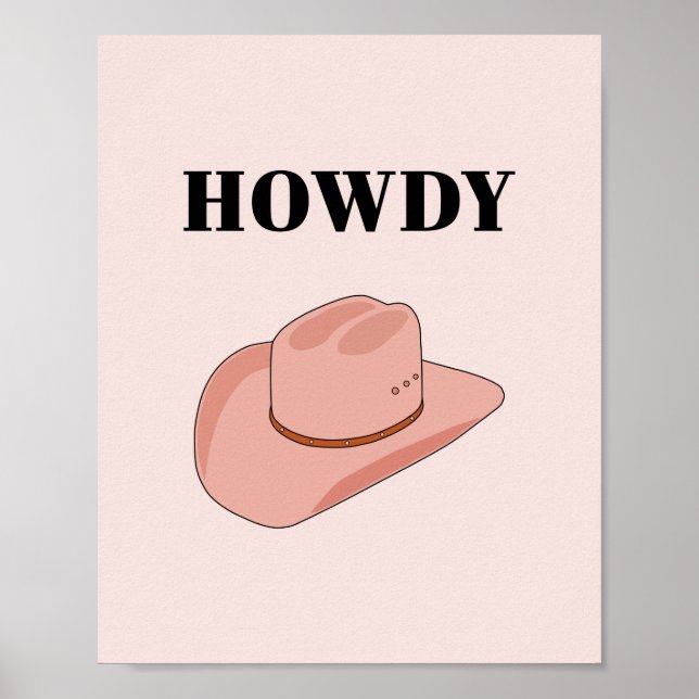 Affiche Cowboy Casquette Howdy Peach Boho (Devant)