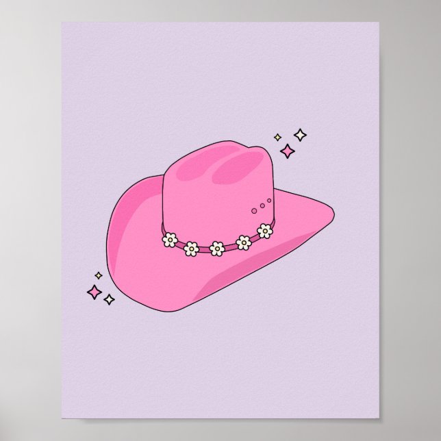 Affiche Cowboy Casquette Preppy Violet Et Rose (Devant)