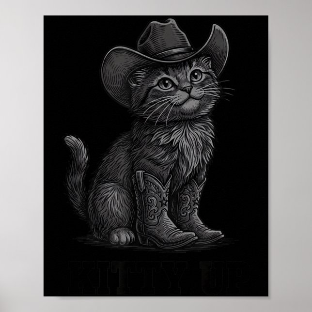 Affiche Cowboy Cat Kitty Up Vintage Western Cat  (Devant)
