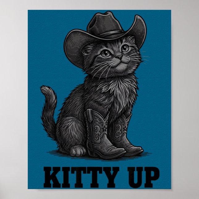 Affiche Cowboy Cat Kitty Up Vintage Western Cat  (Devant)