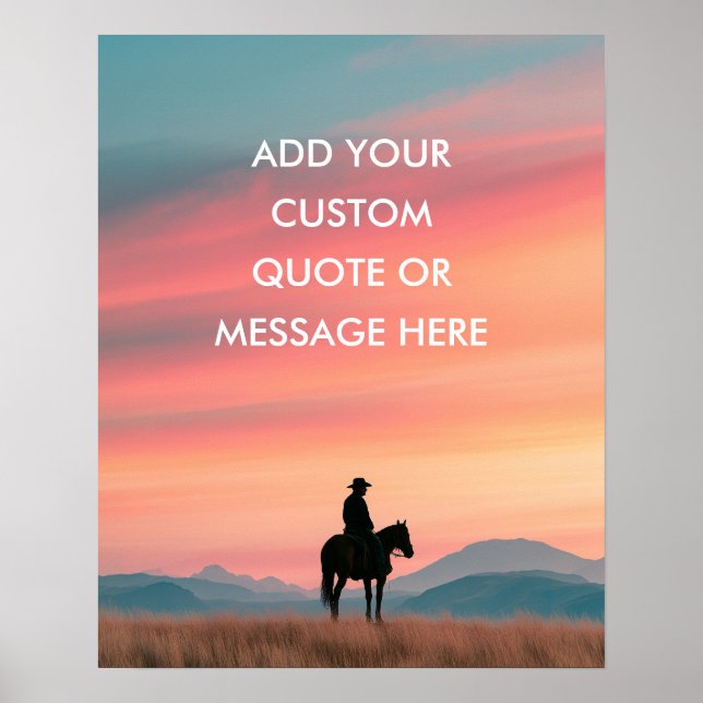 Affiche Cowboy Cheval Coucher de soleil - Créez Votre Prop (Devant)