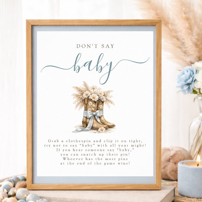 Affiche Cowboy Coquette Bow Baby Shower Ne dites pas Bébé (Créateur téléchargé)