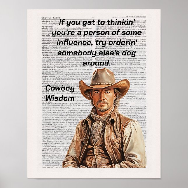 Affiche Cowboy Dit, Sagesse, Si vous pensez... (Devant)