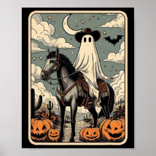 Affiche Cowboy Ghost Riding Horse Funny Tarot Card Hallowe