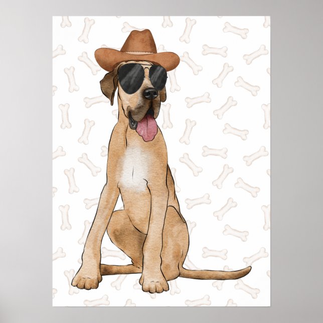 Affiche Cowboy Great Dane Dog (Devant)