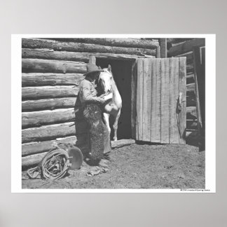 Affiche Cowboy lisant une lettre