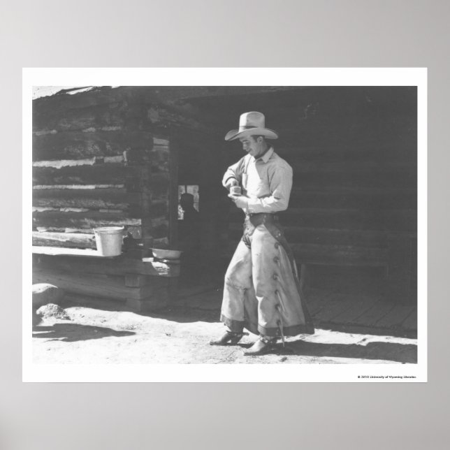 Affiche Cowboy mangeant d'une canette de beurre d'arachide (Devant)