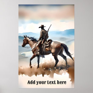 Affiche Cowboy moderne chevauchant un cheval