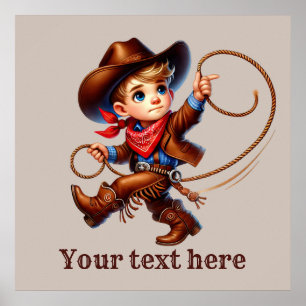 Affiche Cowboy occidental personnalisable