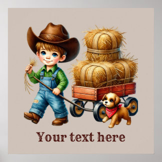Affiche Cowboy occidental personnalisable