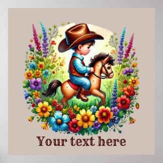 Affiche Cowboy occidental personnalisable