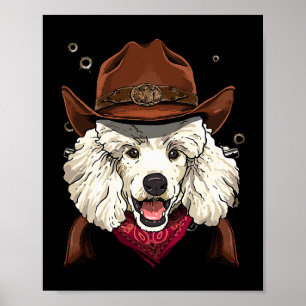 Affiche Cowboy Poodle Western Rodeo Cowboy Casquette et Ba