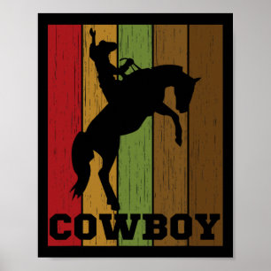 Affiche Cowboy Rodeo Horse Rétro Western Cowboy Horseck Ri