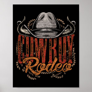 Affiche Cowboy Rodeo Western Texan cadeau Pays Bull Ridin