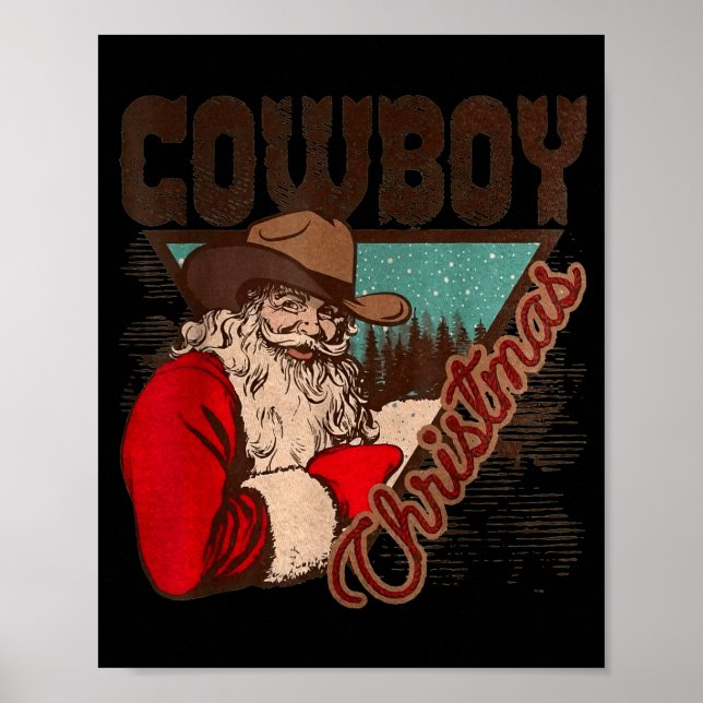 Affiche Cowboy Santa Claus Merry Christmas Western Country (Devant)