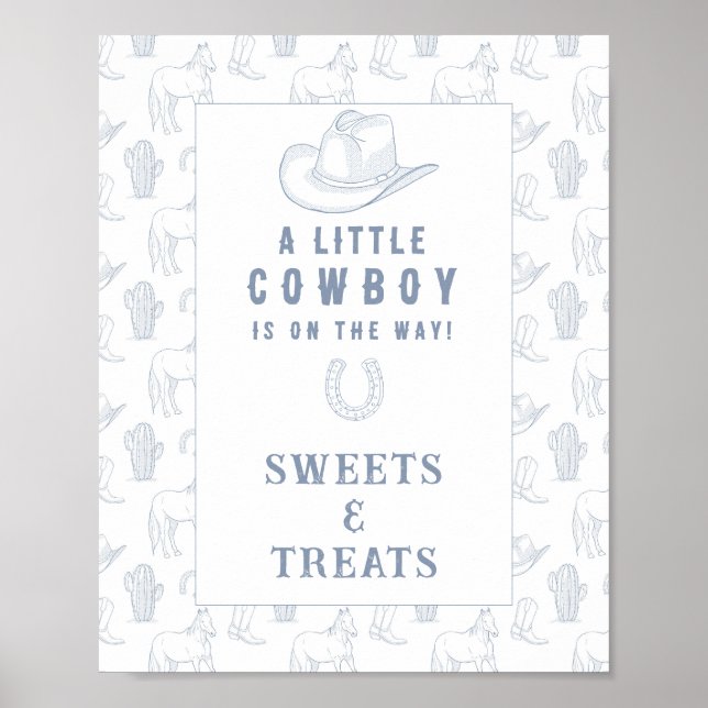 Affiche Cowboy Sucres et friandises baby shower (Devant)