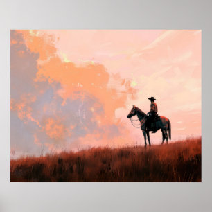 Affiche Cowboy Sunrise Western