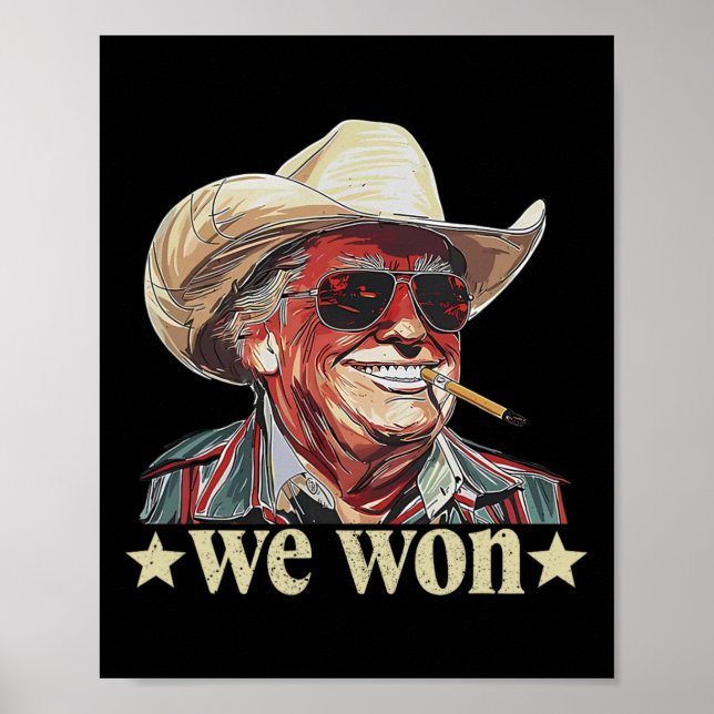 Affiche Cowboy Trump Occidental Nous avons gagné Drapeau A (Devant)