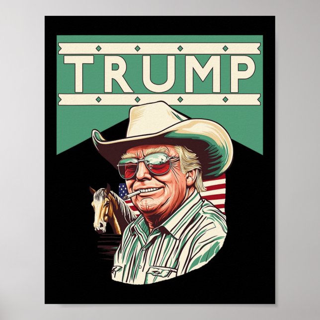 Affiche Cowboy Trump Trump est mon président  (Devant)